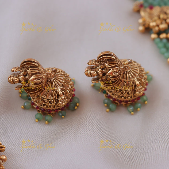 Exquisite Mint Green Temple Necklace Set