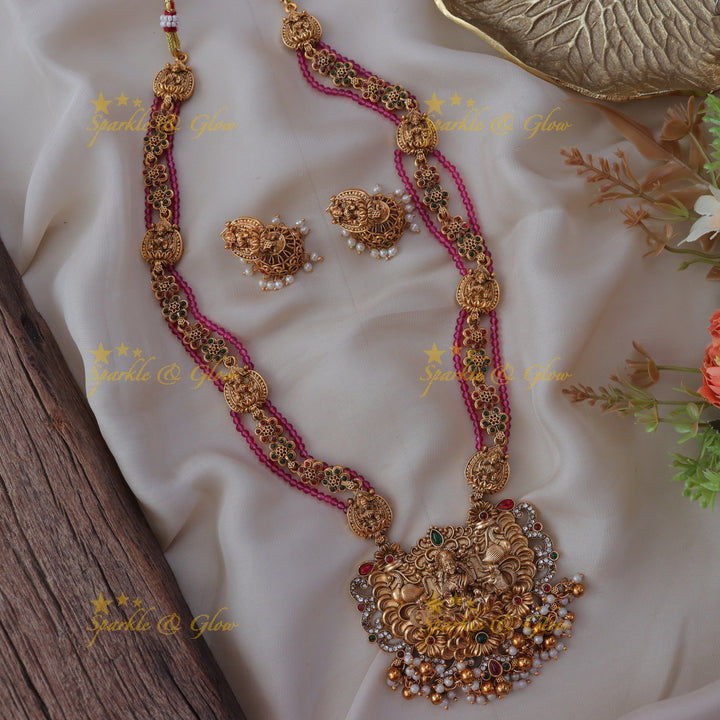 Exquisite Lakshmi Floral Bead Long Necklace for Elegance