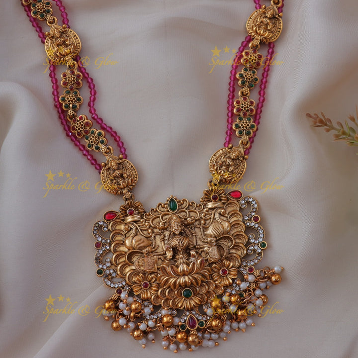 Exquisite Lakshmi Floral Bead Long Necklace for Elegance