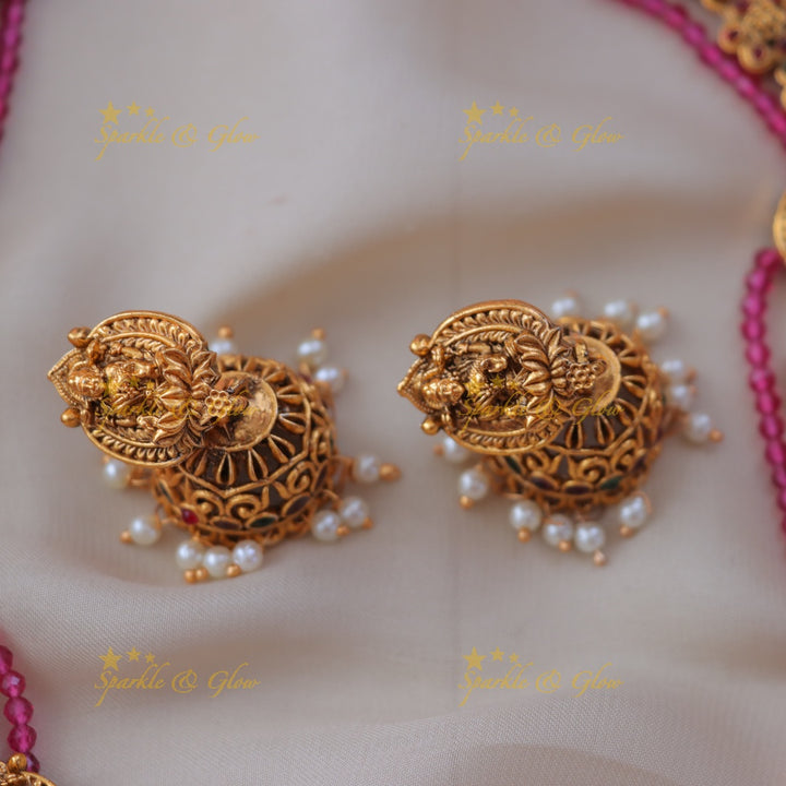 Exquisite Lakshmi Floral Bead Long Necklace for Elegance