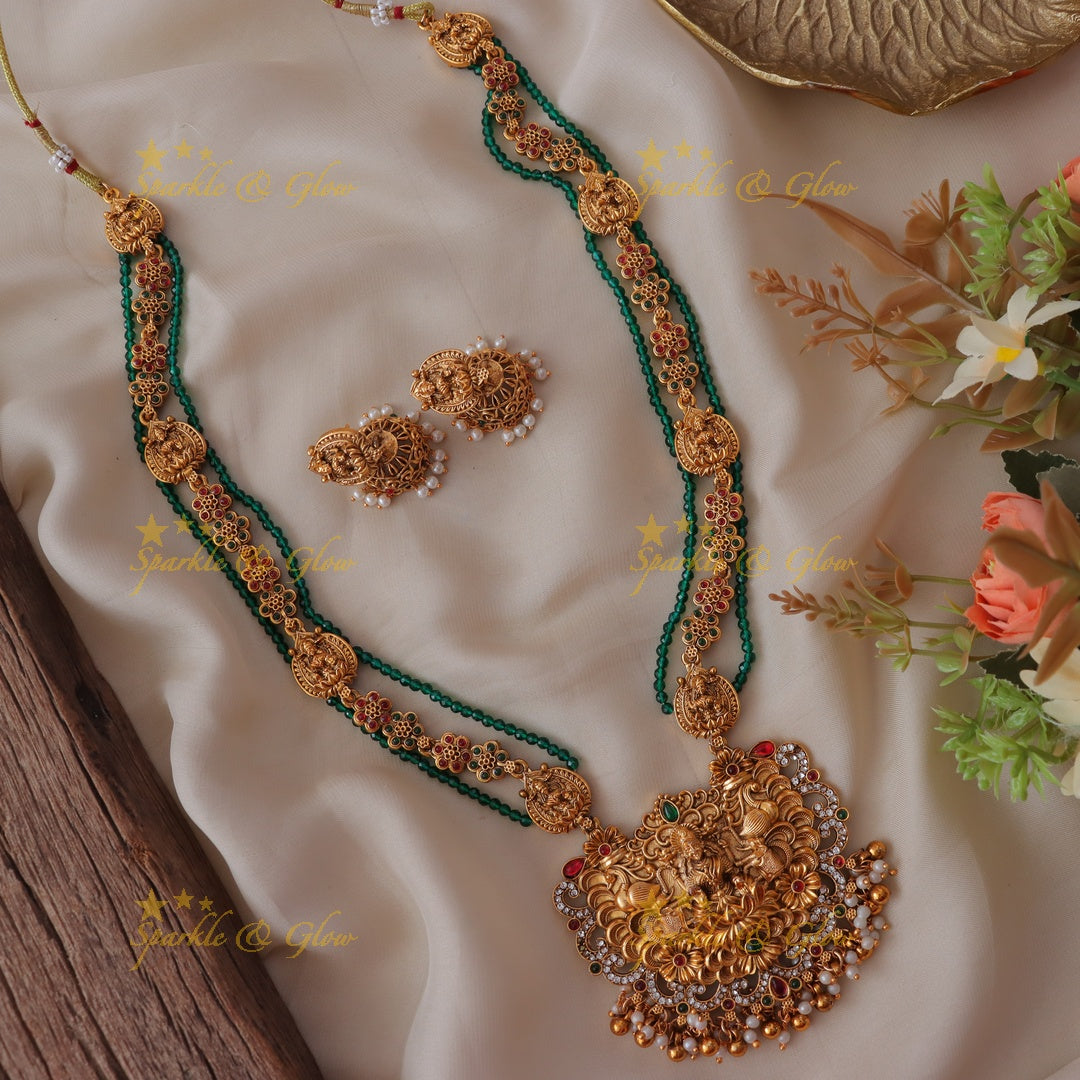 Exquisite Lakshmi Floral Bead Long Necklace for Elegance