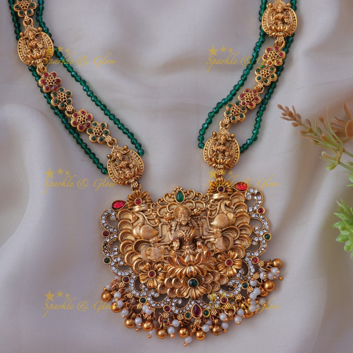 Exquisite Lakshmi Floral Bead Long Necklace for Elegance