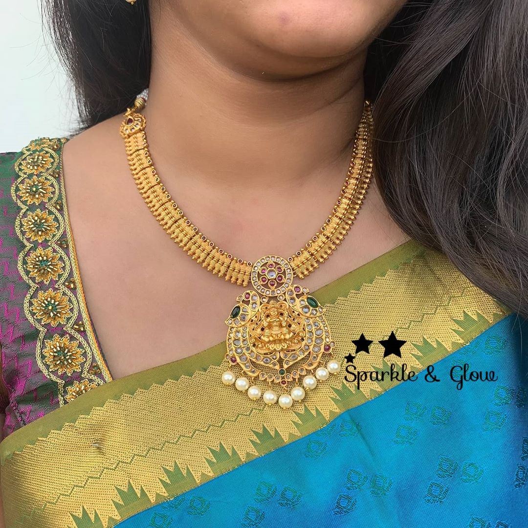 Uncut polki and kemp stones nagas spike necklace - Sparkle and Glow - Back Thread - 