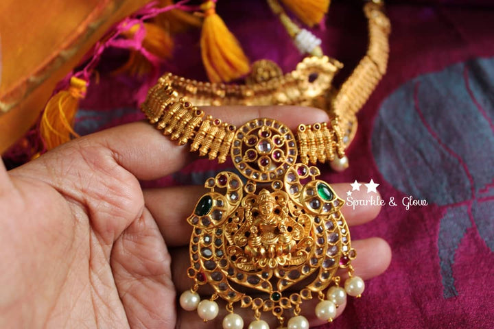 Uncut polki and kemp stones nagas spike necklace - Sparkle and Glow - Back Thread - 
