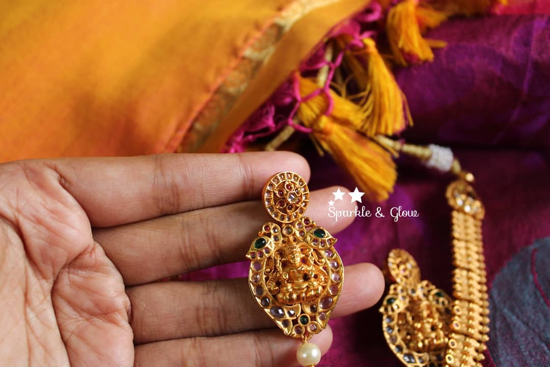 Uncut polki and kemp stones nagas spike necklace - Sparkle and Glow - Back Thread - 