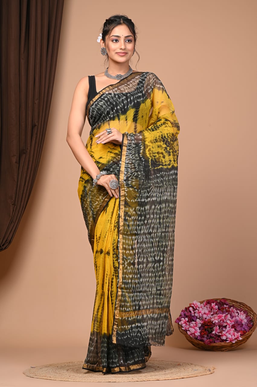 Elegant Handblock Kota Doria Saree for Festive Events