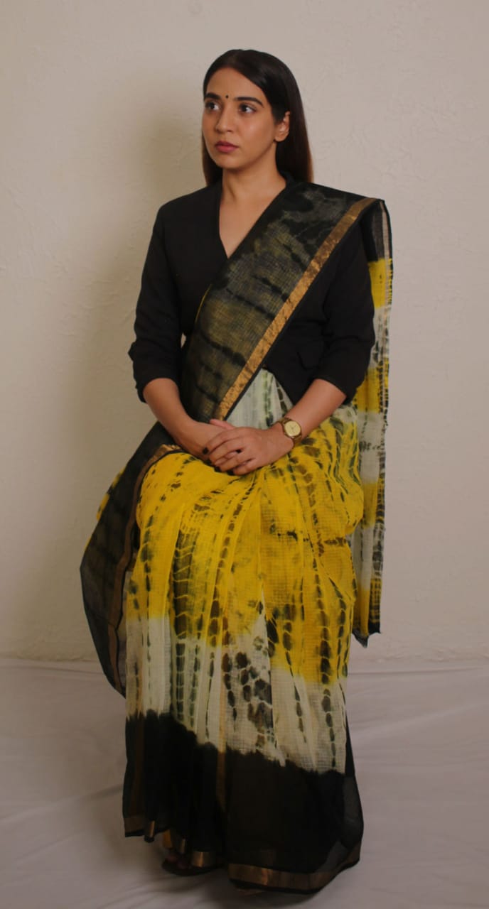 Elegant Handblock Kota Doria Saree for Festive Events