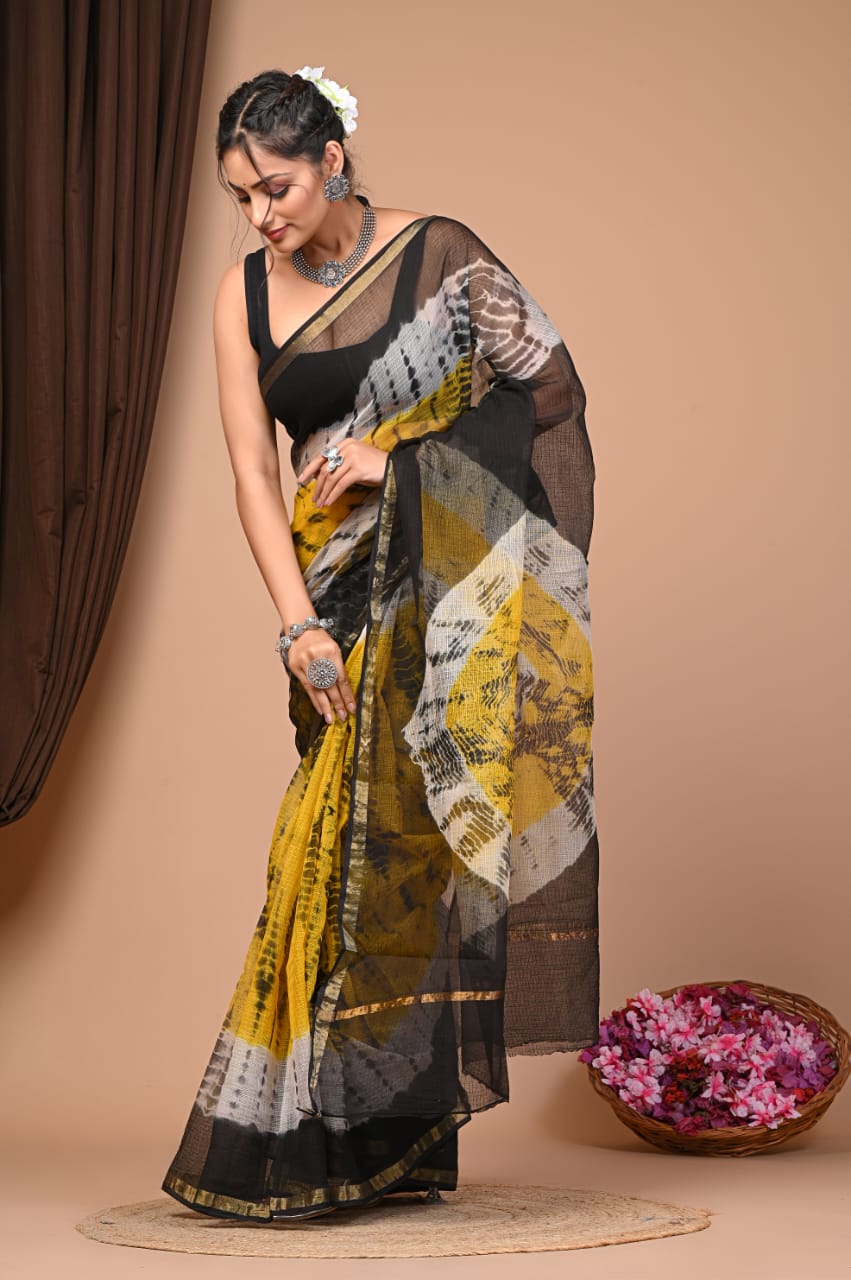 Elegant Handblock Kota Doria Saree for Festive Events