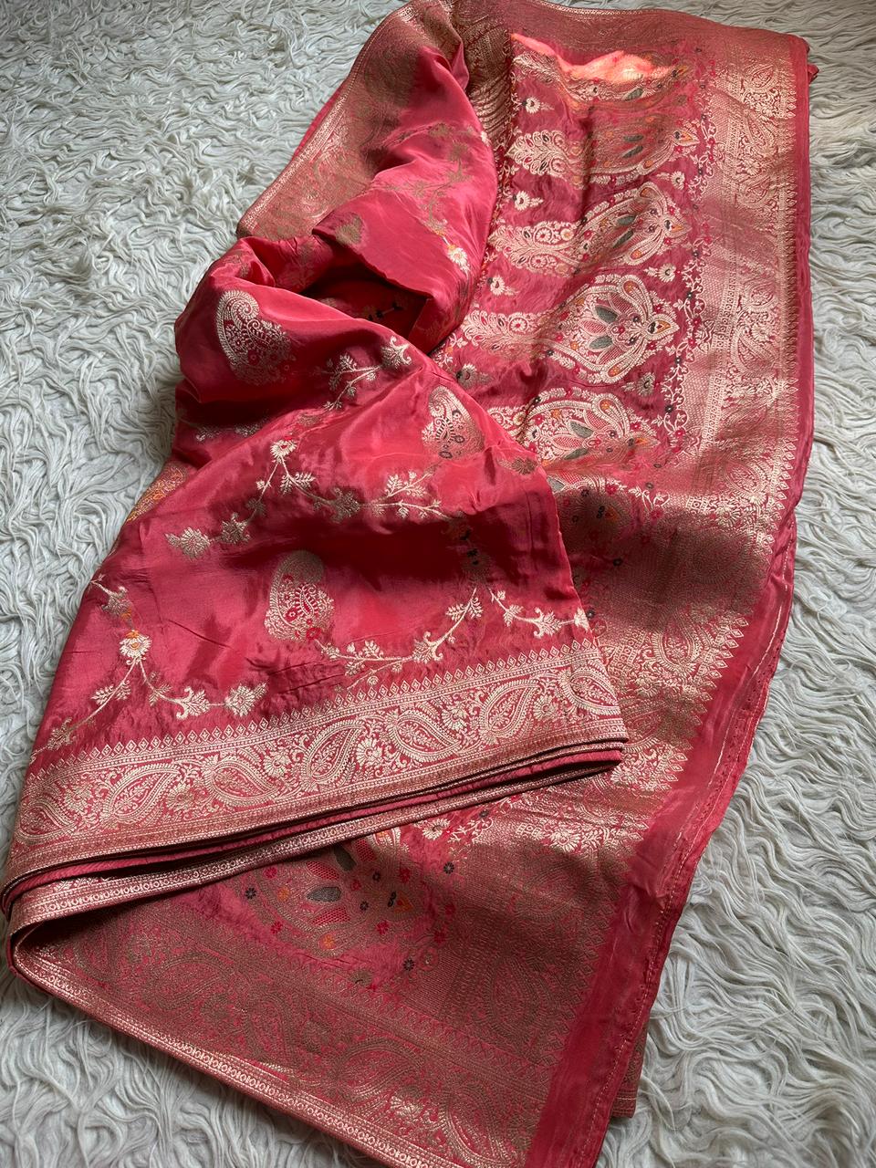 Exquisite Chinnon Crepe Silk Saree – Latest Collection