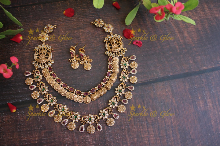 Gold alike antique dull finish Layered Coin necklace