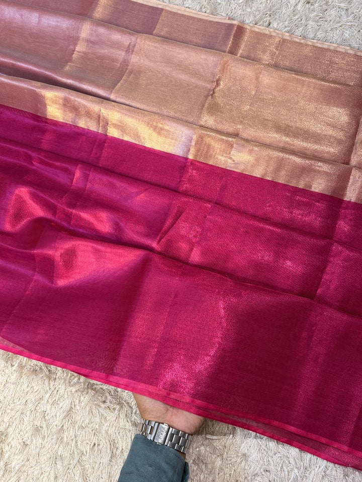 Elegant Banarasi Katan Silk Saree with Stylish Tassels