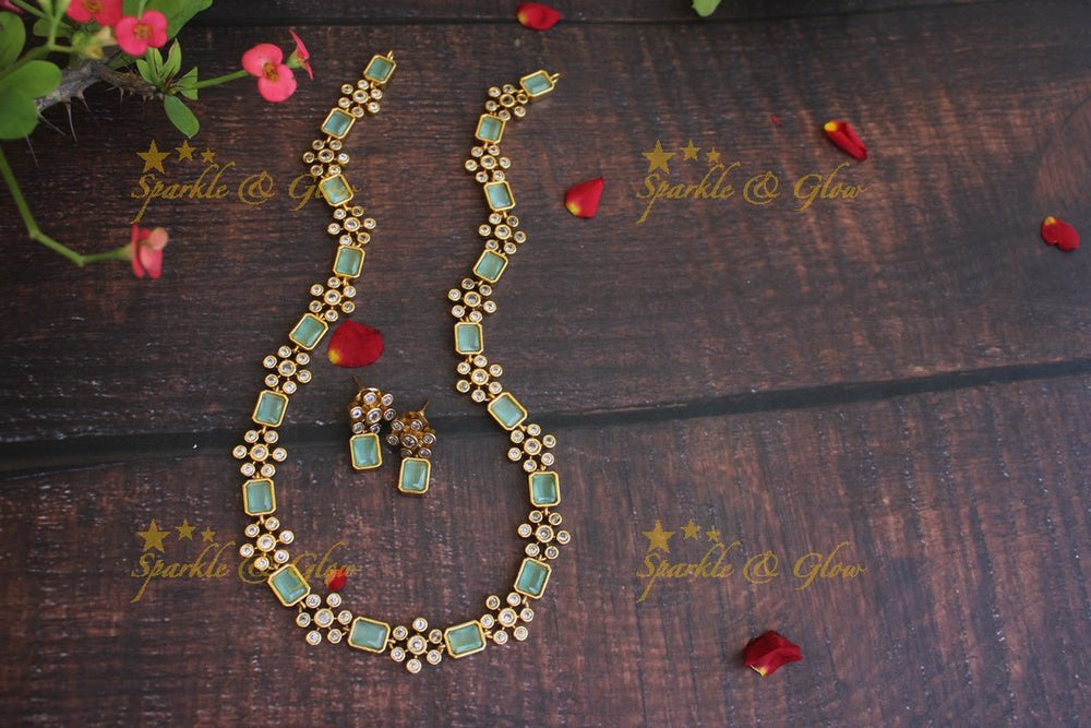 Simple and elegant floral stone haram - Mint Green - Sparkle and Glow - Mint Green - Back Thread