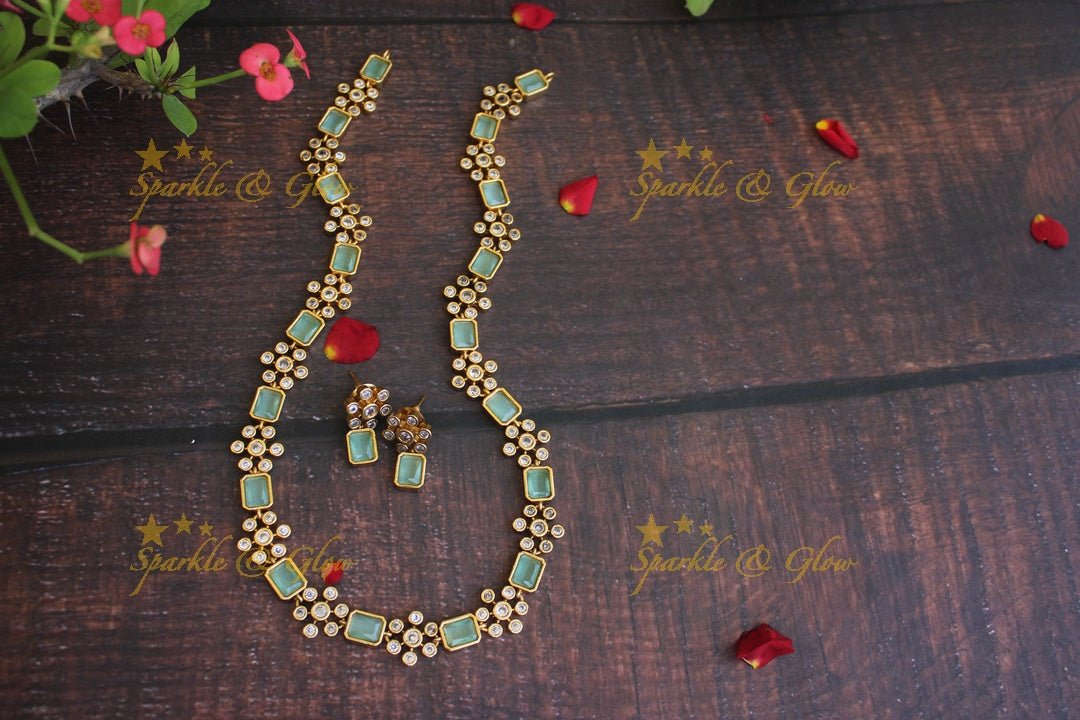 Simple and elegant floral stone haram - Mint Green - Sparkle and Glow - Mint Green - Back Thread