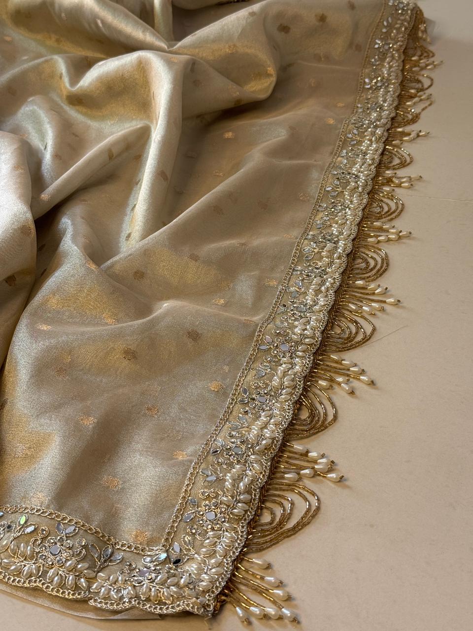 Elegant Booti Weave Tissue Sarees for Every Celebration