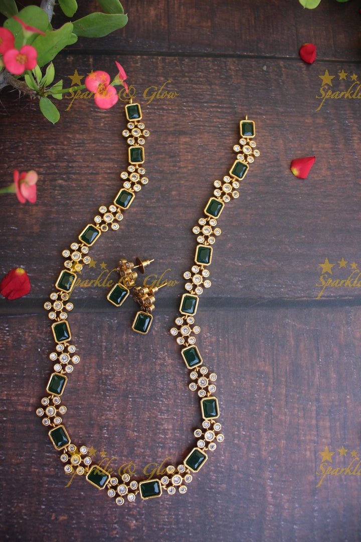 Simple and elegant floral stone haram - Mint Green - Sparkle and Glow - Green - Back Thread