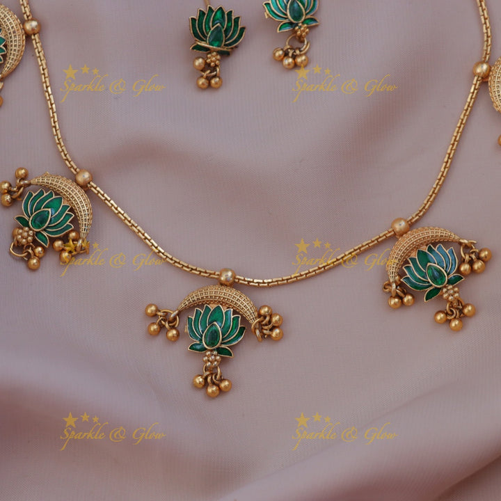 Exquisite Half Moon Lotus Necklace for Festive Elegance