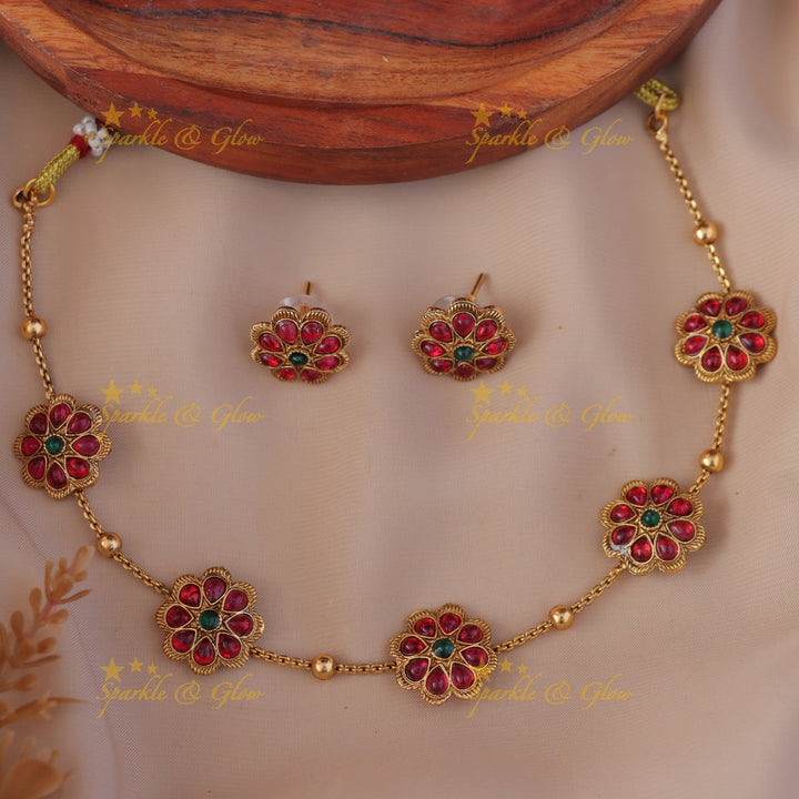Elegant Gold Floral Necklace Set for Every Occasion