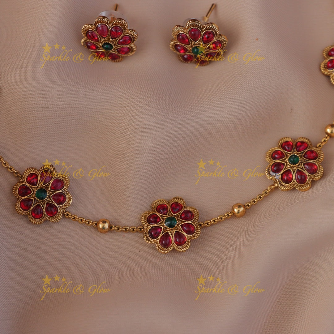 Elegant Gold Floral Necklace Set for Every Occasion