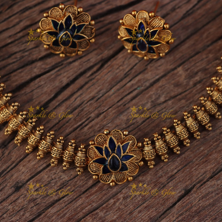 Exquisite Lotus Gold Bead Necklace - Festive Glamour