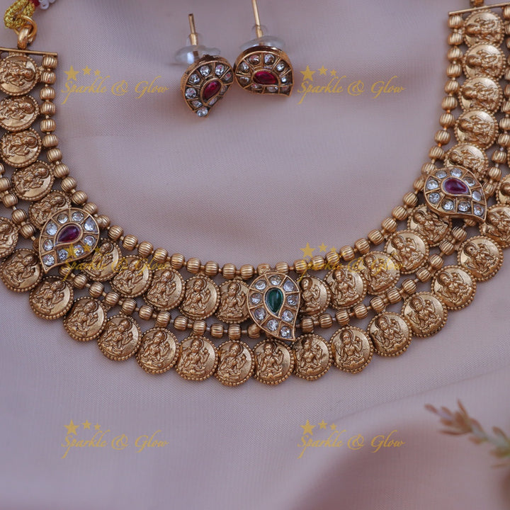 Exquisite Mango Lakshmi Coin Necklace - Perfect for Celebrations