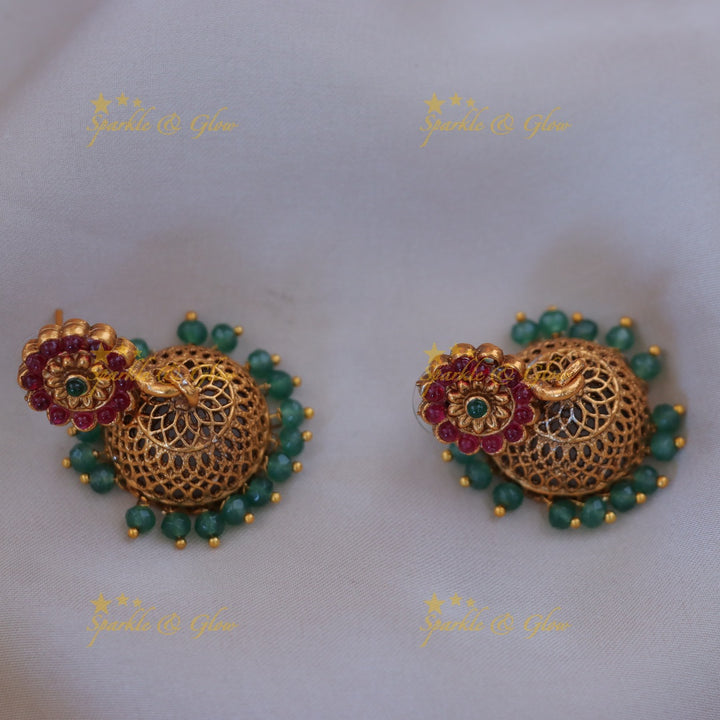 Exquisite Gold Bead Peacock Necklace Set - Elegant Choice