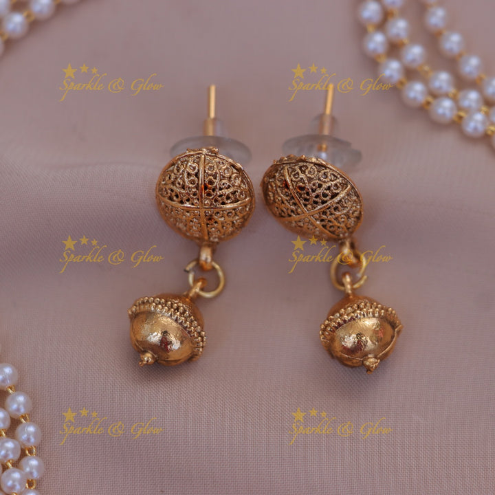 Exquisite Gold Bead Pearl Necklace Set - Bridal Perfection