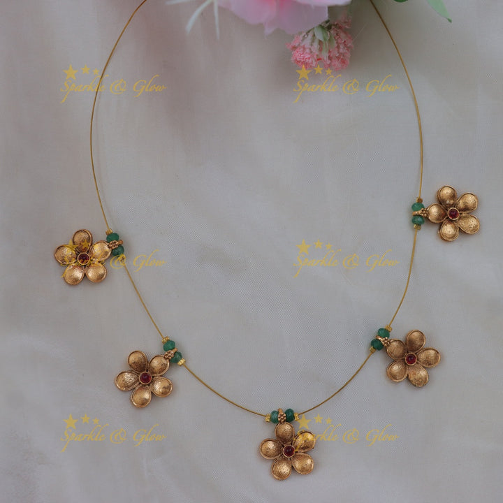 Exquisite Floral Gold Invisible Necklace - Festive Sparkle