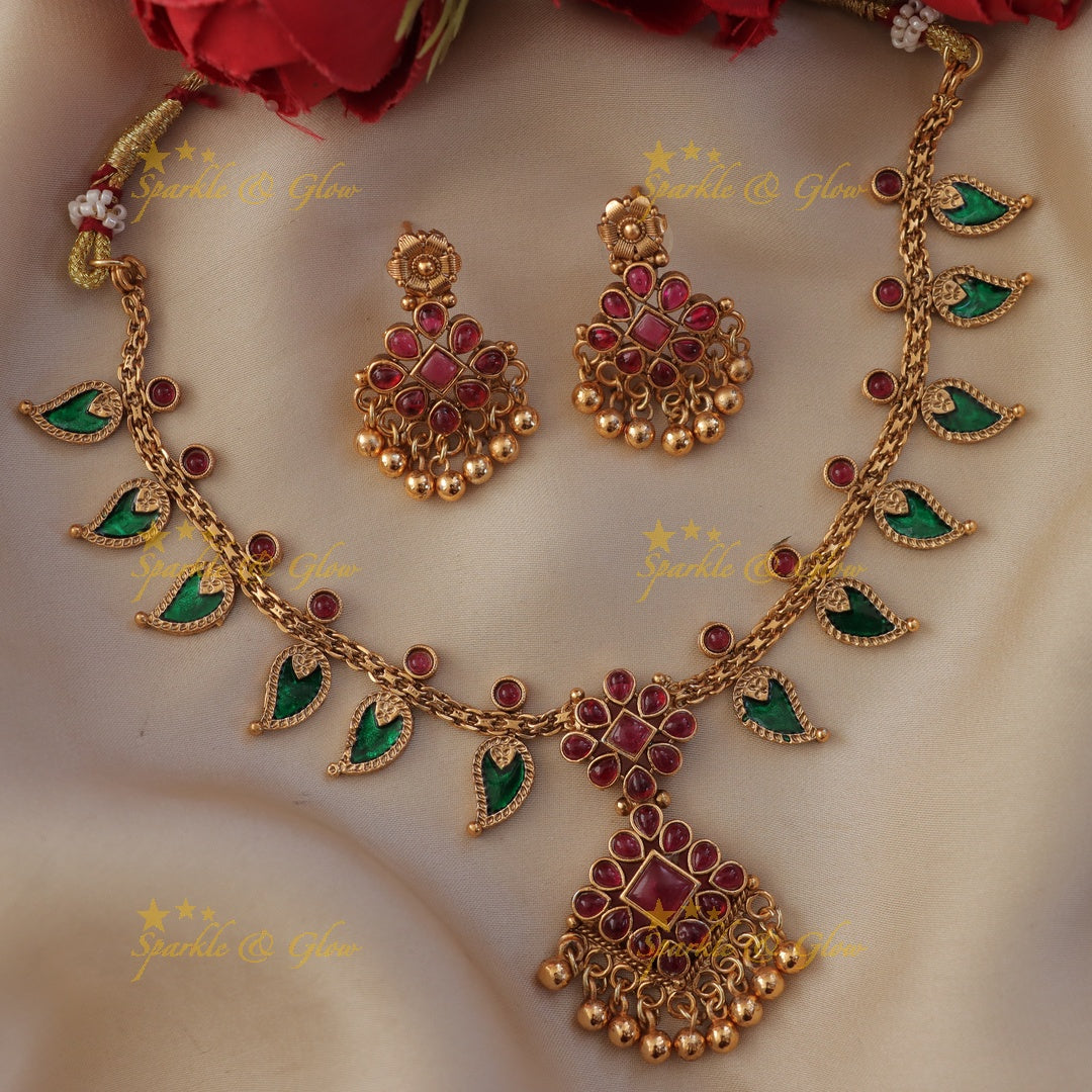 Ethnic Mango Floral Necklace for Festive Elegance