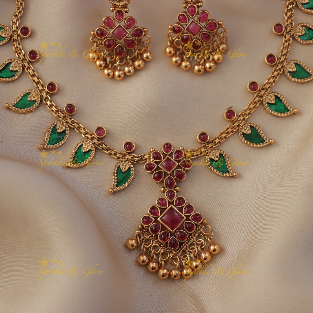 Ethnic Mango Floral Necklace for Festive Elegance