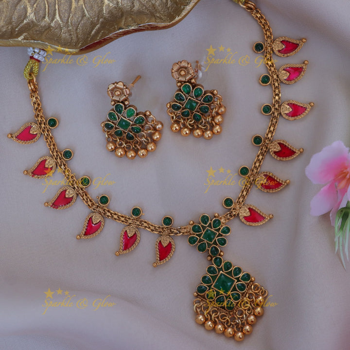 Ethnic Mango Floral Necklace for Festive Elegance