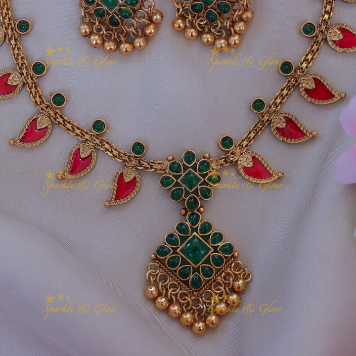 Ethnic Mango Floral Necklace for Festive Elegance