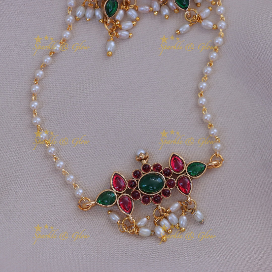 Elegant Floral Pearl Gold Necklace for Weddings
