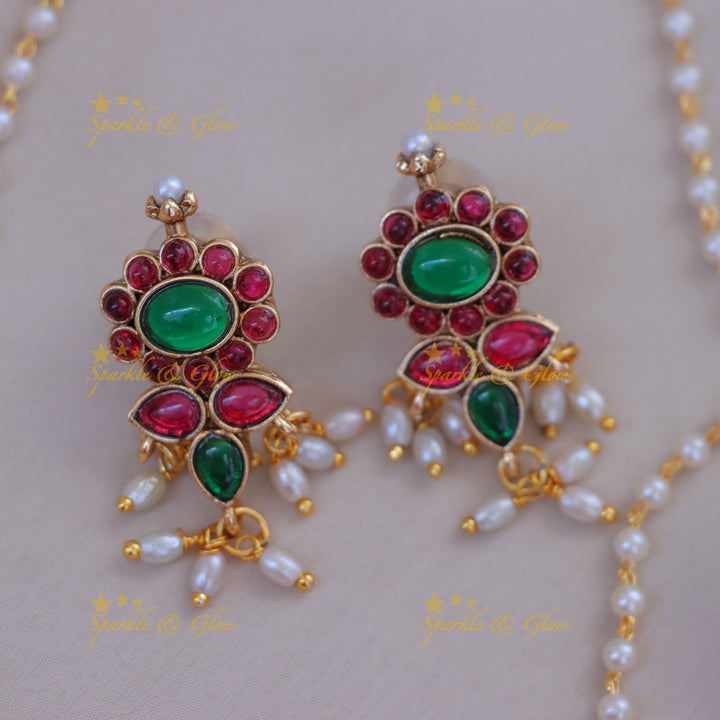 Elegant Floral Pearl Gold Necklace for Weddings