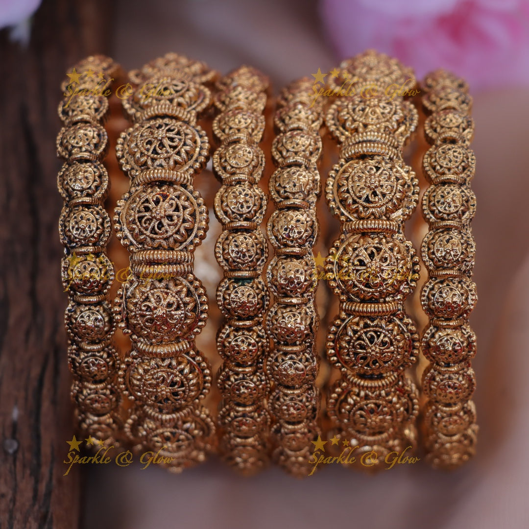 Exquisite Gold Floral Bangle for Weddings & Festivals
