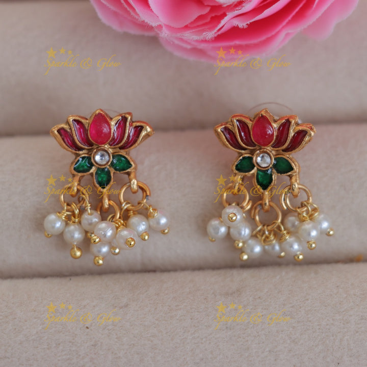 Exquisite Lotus & Pearl Necklace Set for Festive Elegance