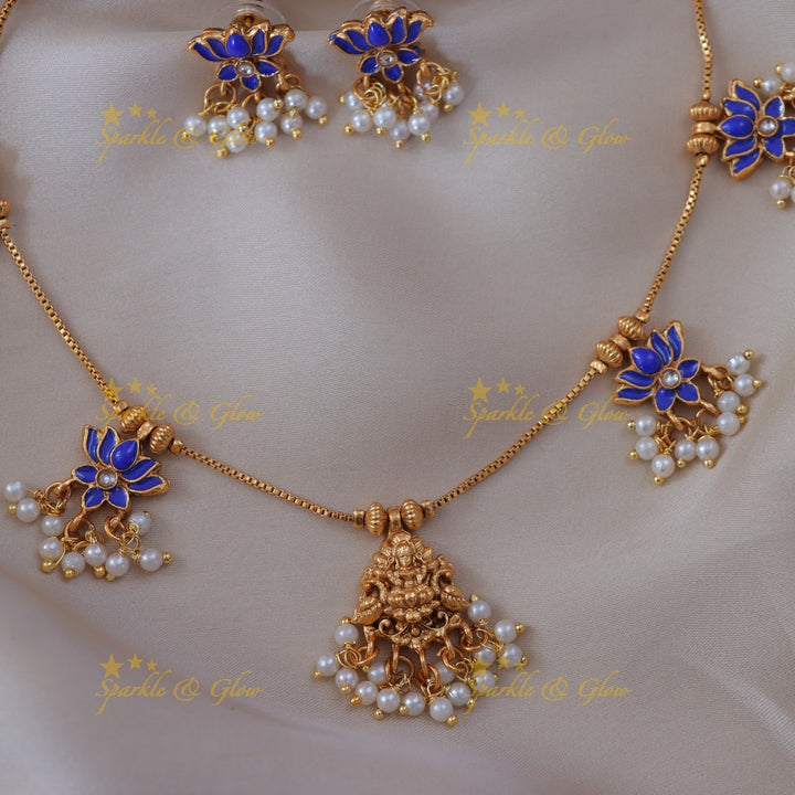 Exquisite Lotus & Pearl Necklace Set for Festive Elegance