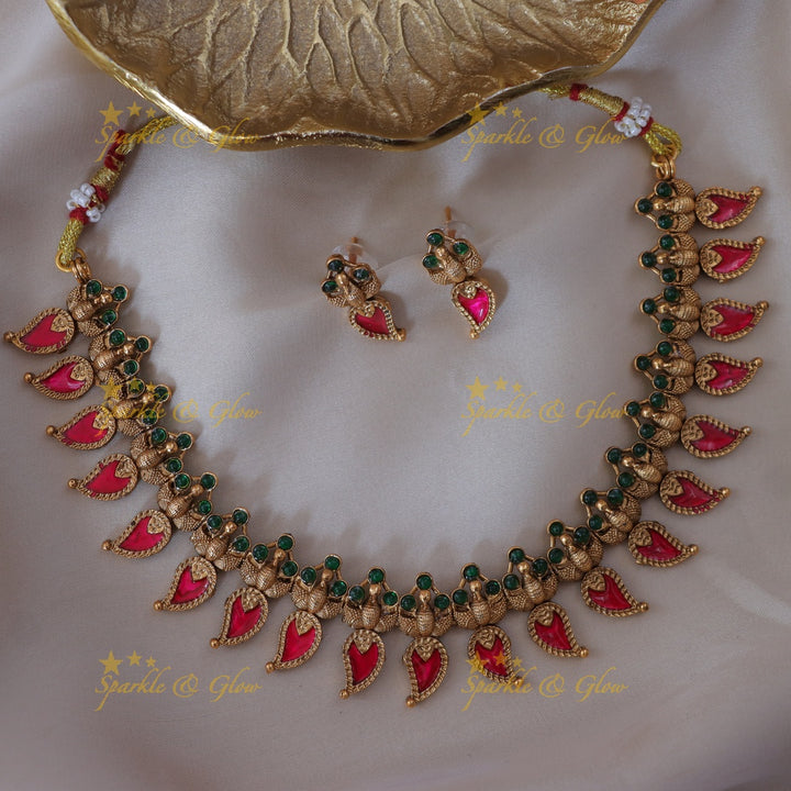 Exquisite Mango Peacock Necklace for Festive Elegance