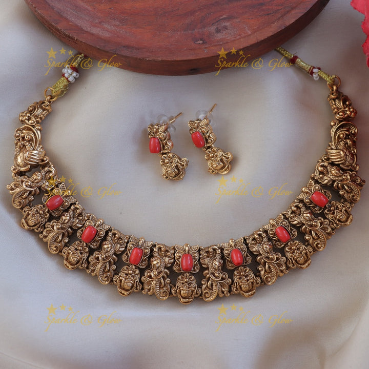 Enchanting Gold-Plated Necklace with Vibrant Orange Beads