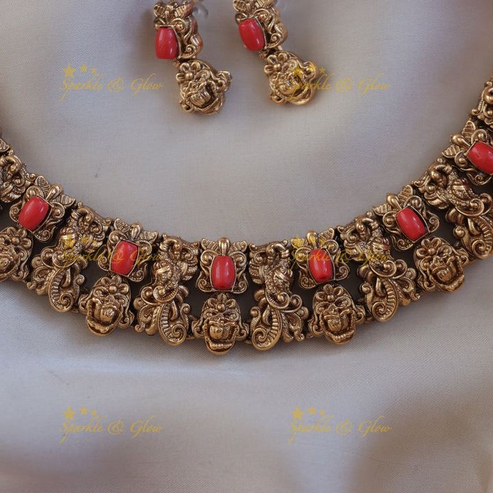 Enchanting Gold-Plated Necklace with Vibrant Orange Beads
