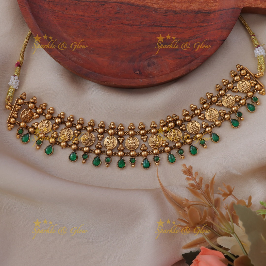 Traditional Lakshmi Coin Necklace for Weddings