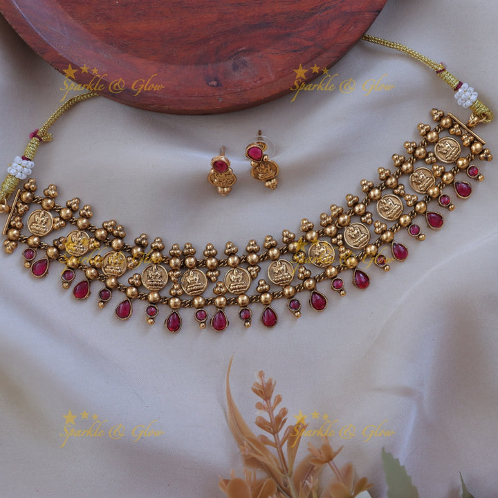 Traditional Lakshmi Coin Necklace for Weddings