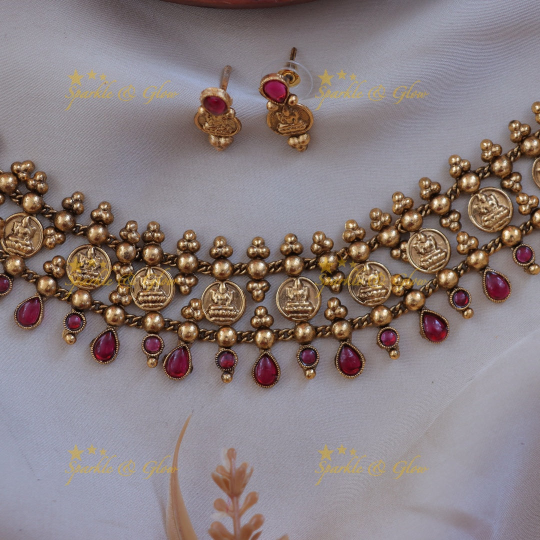 Traditional Lakshmi Coin Necklace for Weddings