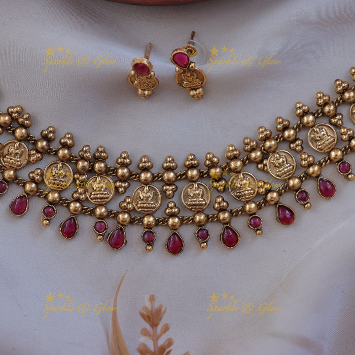 Traditional Lakshmi Coin Necklace for Weddings