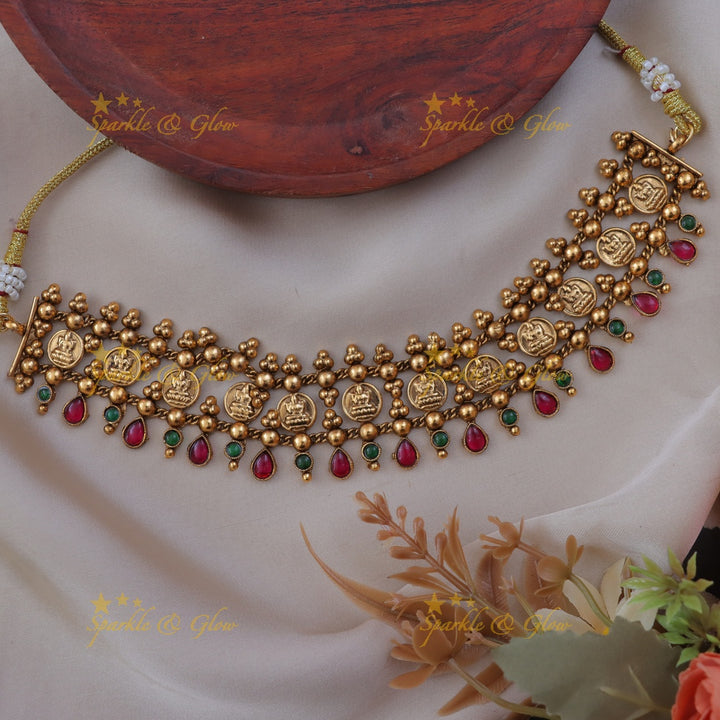 Traditional Lakshmi Coin Necklace for Weddings