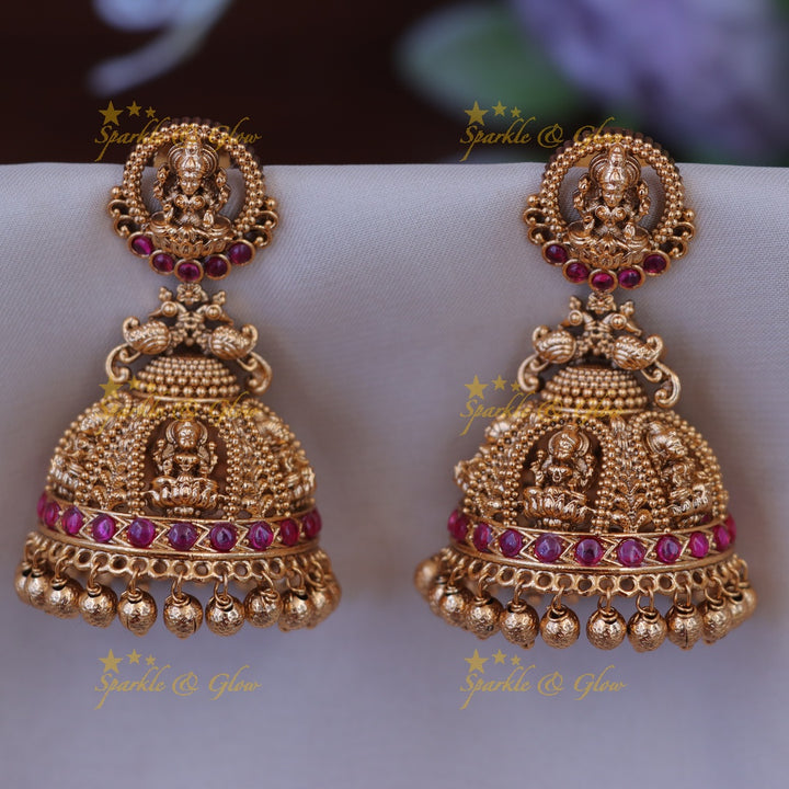 Exquisite Lakshmi Temple Jhumka Earrings | Imitation Jewellery