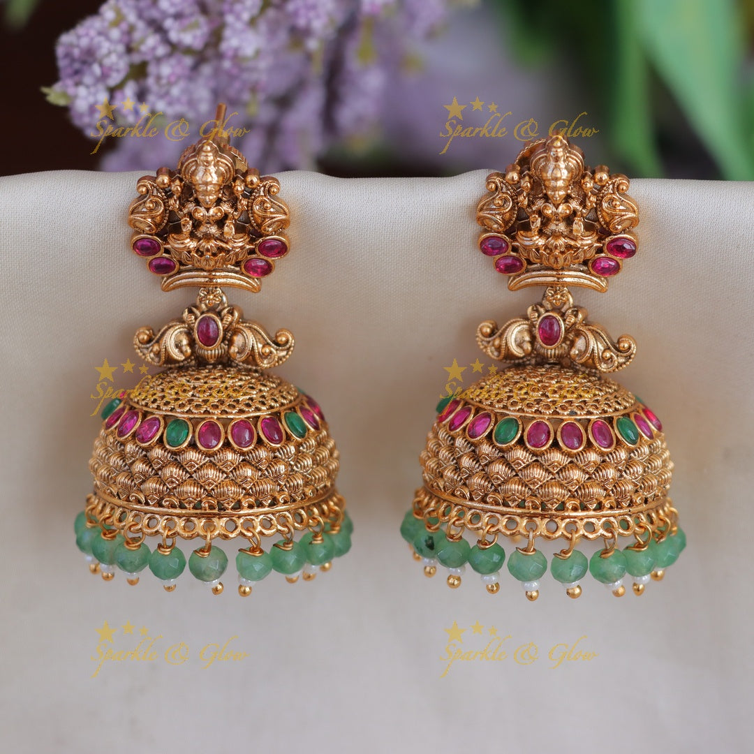Exquisite Lakshmi Peacock Jhumka Earrings for Weddings