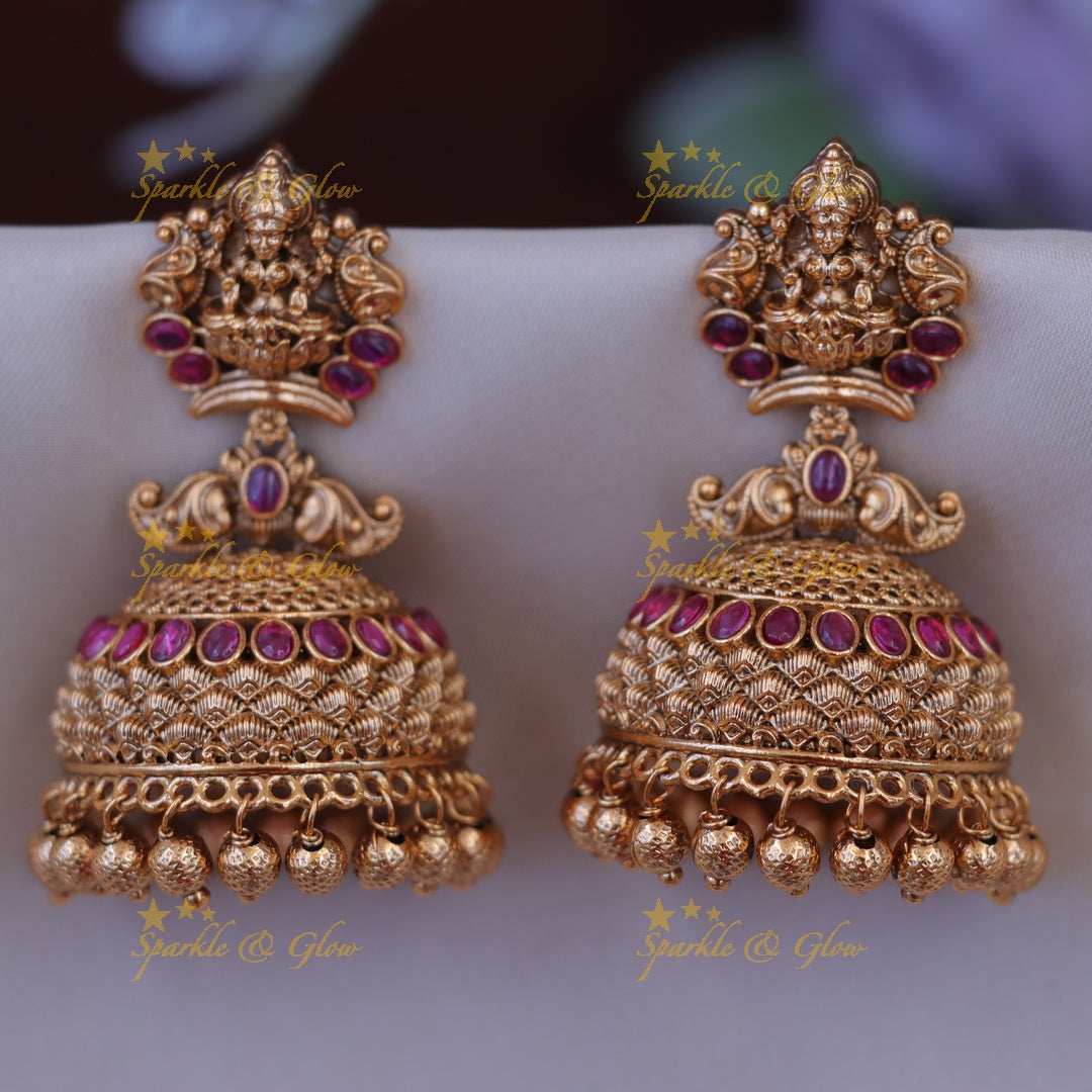 Exquisite Lakshmi Peacock Jhumka Earrings for Weddings