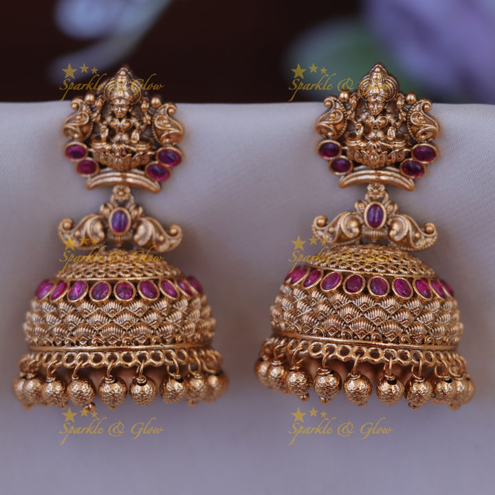 Exquisite Lakshmi Peacock Jhumka Earrings for Weddings