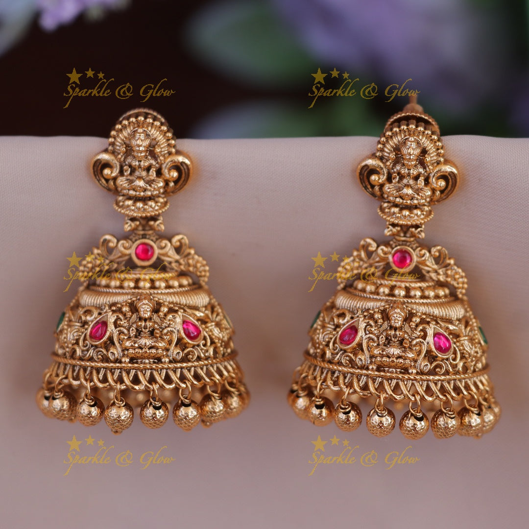 Exquisite Lakshmi Jhumka Earrings for Festive Elegance