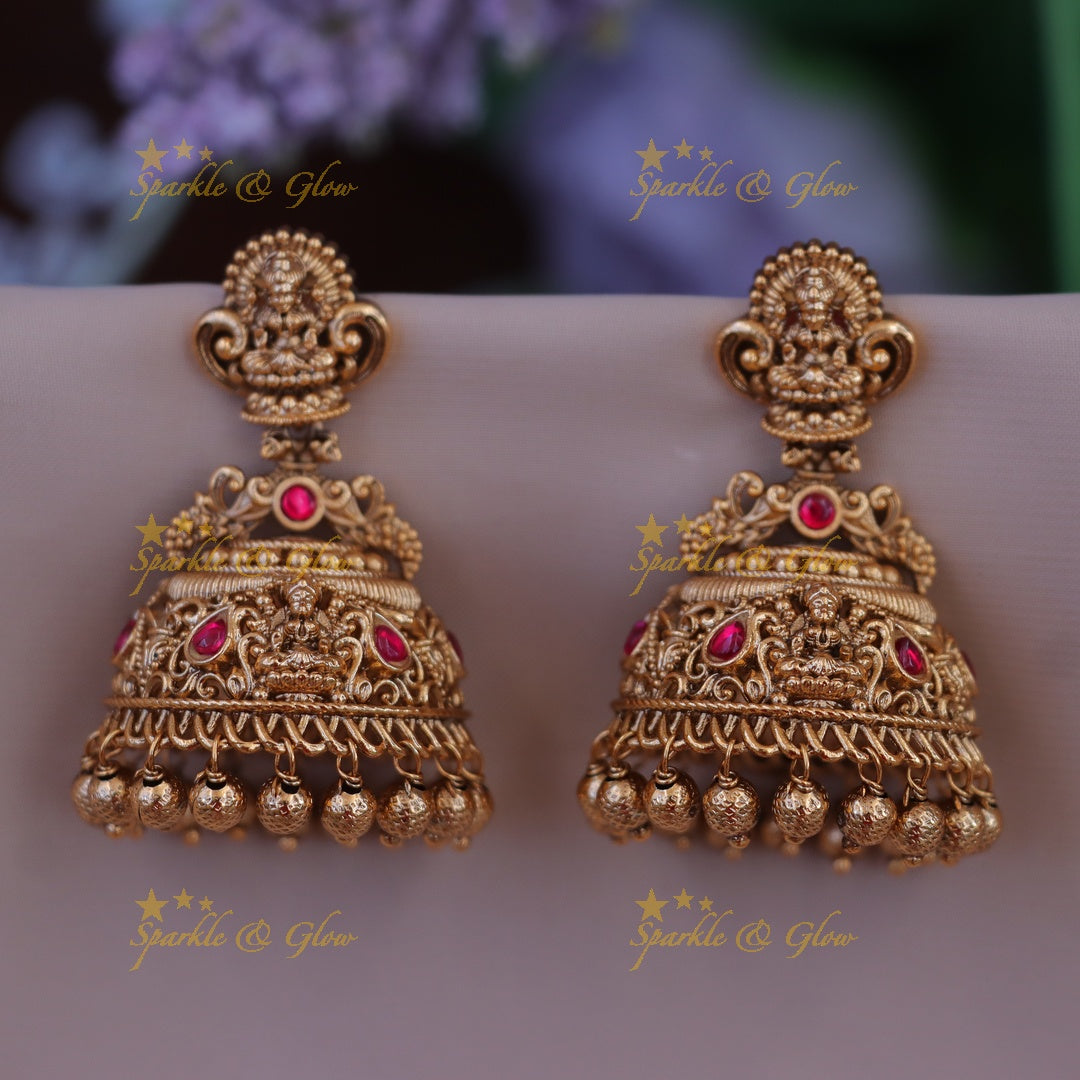 Exquisite Lakshmi Jhumka Earrings for Festive Elegance